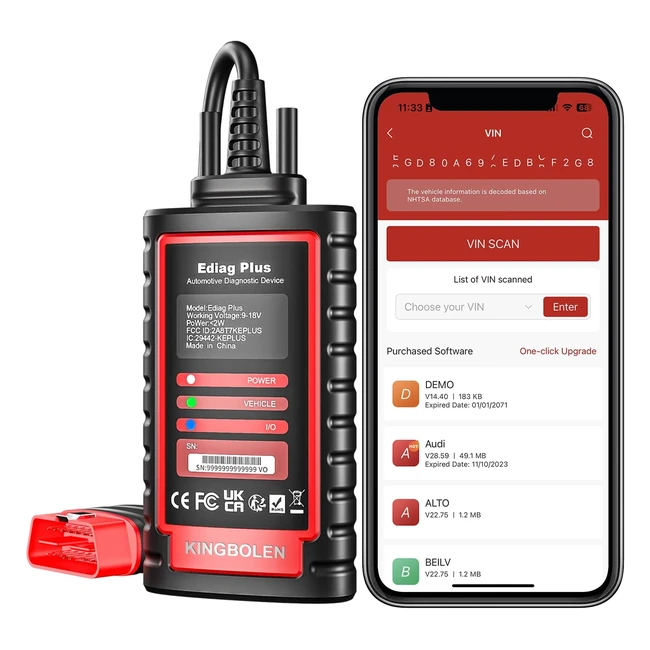Kingbolen EDIAG Plus OBD2 Scanner Bluetooth OBDII All System Bidirectional Car Diagnostic Tool for iOS Android ECU Coding CANFD Auto VIN 15 Reset Service