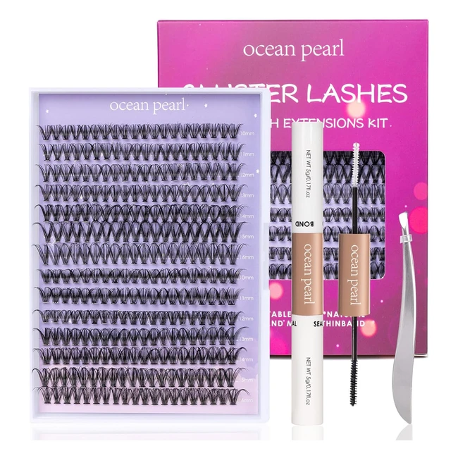 DIY Lash Extension Kit 280pcs Individual Lashes with Lash Bond and Seal Tweezers 3040D 1016mm Mix CCCD Curl Cluster Lashes Soft Light Eyelash Extension Kit