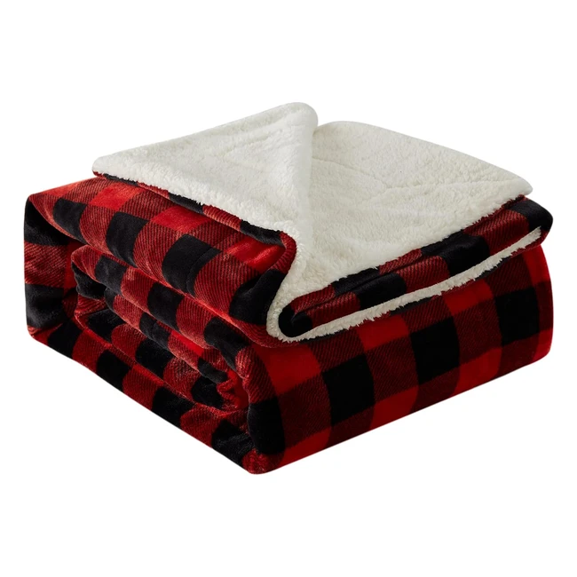 Couverture réversible Lifewit en sherpa et flanelle douce rouge 130x150 cm