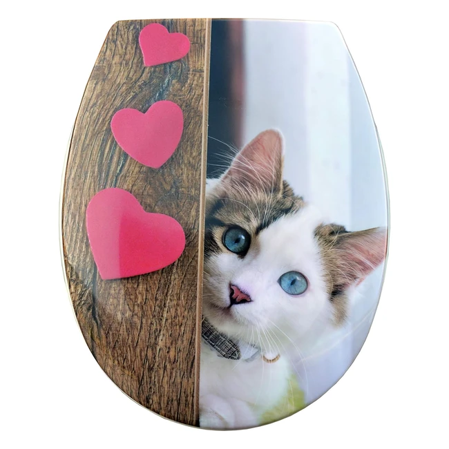 Copriwater WC Universale BM 4813 - Termoindurente Decorato con Gattino - Cernier