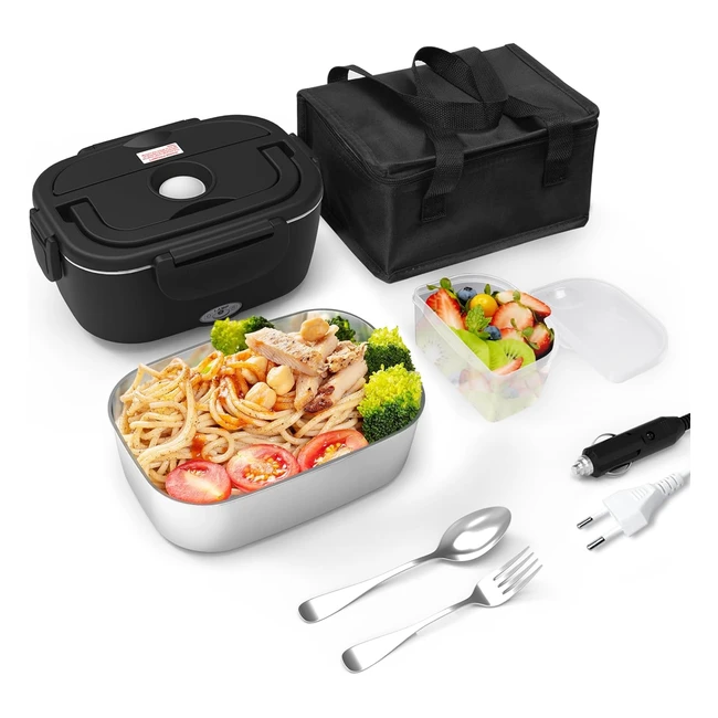 Homeasy Gamelle Chauffante Rapide 80W Lunch Box Chauffante 220V 24V 12V Bote Repas Amovible Acier Inoxydable 15L