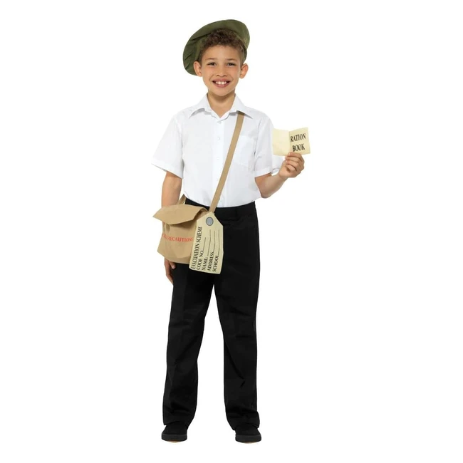 Smiffys Evacuee Instant Kit Brown One Size - Authentic WWII Costume