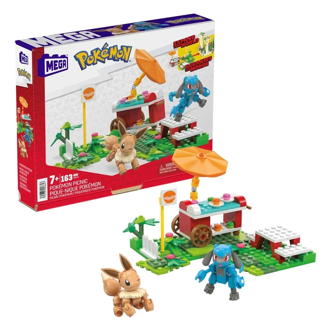 Mega Pokémon Figuren Baukasten Picknick Abenteuer 193 Teile mit Eevee und Lucario Figuren und Snack Truck Pokémon Spielzeug ab 7 Jahren HDL80