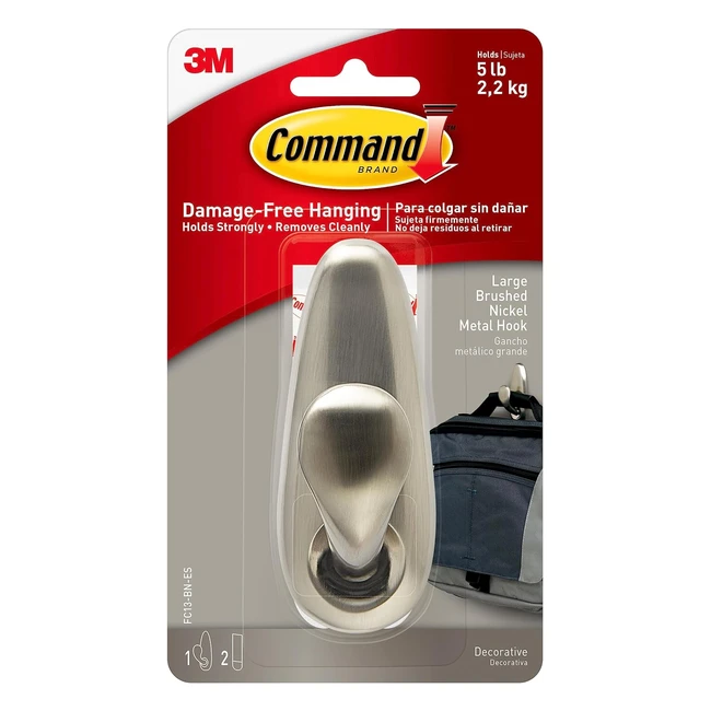 Forever Classic Brushed Nickel Metal Hook - Command Large FC13BN
