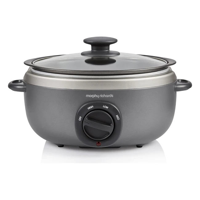 Morphy Richards 460022 Sear and Stew 35L Oval Slow Cooker Titanium - Removable P