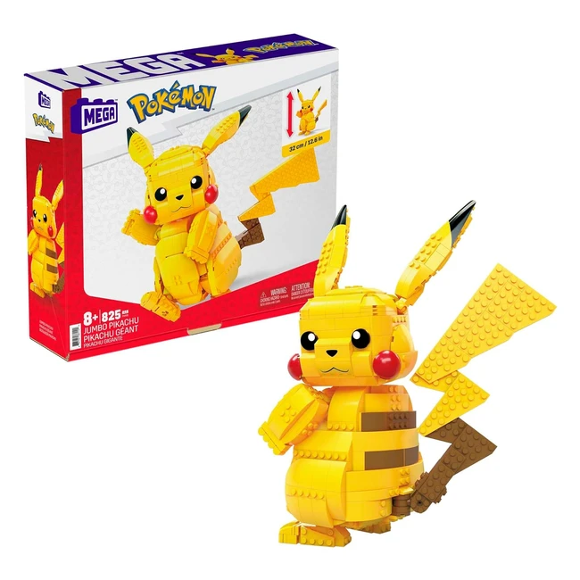 Mega Pokemon Action Figure Jumbo Pikachu Building Toy 825 Pieces 32cm Tall FVK81