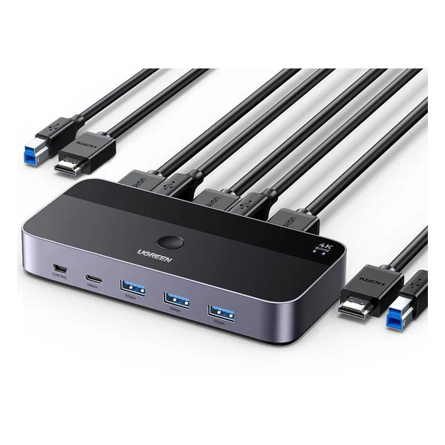 UGREEN HDMI 20 KVM Switch 4K60Hz USB 30 4 Port Switch 3 USB 30 USB-C Sharing 