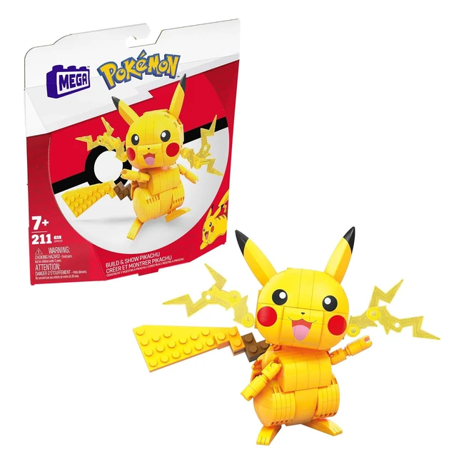 Mega Pokemon Pikachu Action Figure Building Toy 205 Pieces 4 Inches Tall - Gift Ideas for Kids GMD31
