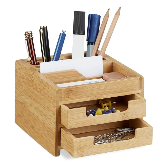 Organizer scrivania in bambù con cassetti - Relaxdays 10022189