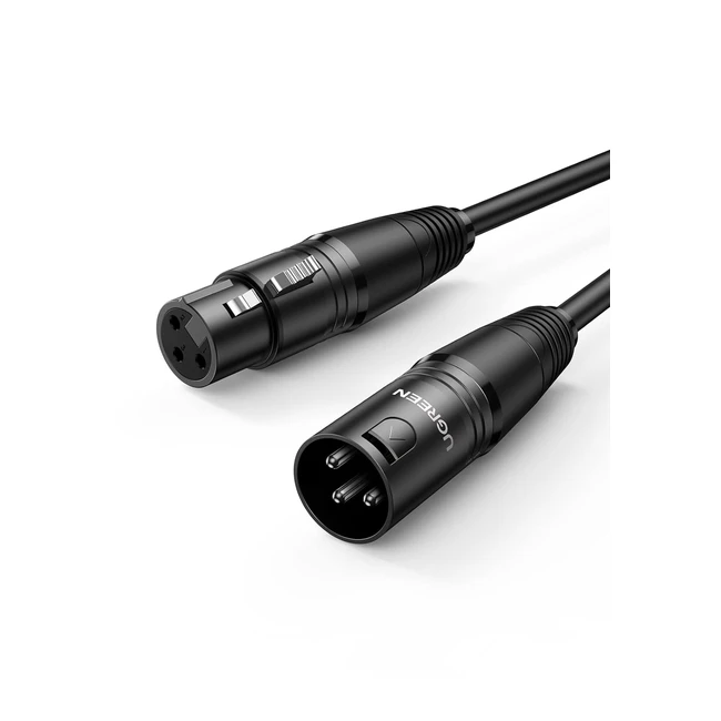 UGREEN Mikrofonkabel XLR Stecker auf XLR Buchse Schwarz 10m - Professionelles Kabel für Mikrofon Sound Hifi Mischpult