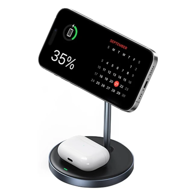 UGREEN 2in1 iPhone Ladestation kabelloses Ladegerät für iPhone 15/15 Plus/15 Pro/15 Pro Max/14/13/AirPods 3 Pro magnetischer Ladeständer kabelloses Ladegerät