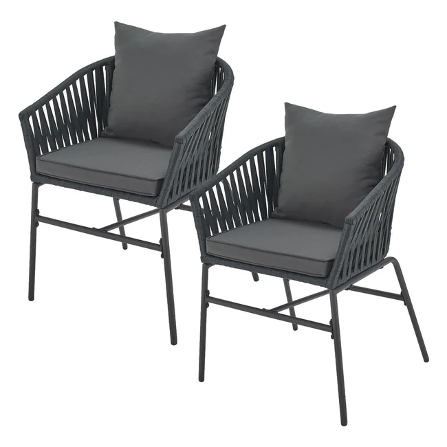 Juskys Rope Gartenstühle 2er Set wetterfest bis 160 kg belastbar