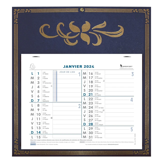 Calendrier mensuel Exacompta 33311E 24x18 cm avec feuillets détachables - Skytos 275x305 cm 2024
