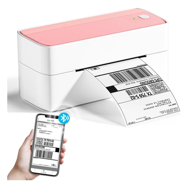 Phomemo Bluetooth Thermal Label Printer PM241BT - 4x6 Pink Label Printer for Home Office - Inkless Thermal Printing