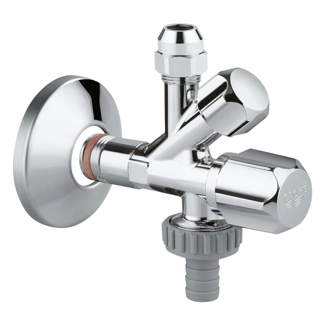 Grohe Robinet Pieza de Escuadra Plateado 22036000 - Resistente Superficie de Cromo Starlight - Montaje Cómodo para Lavabo - Mangos Ergonómicos de Alta Calidad