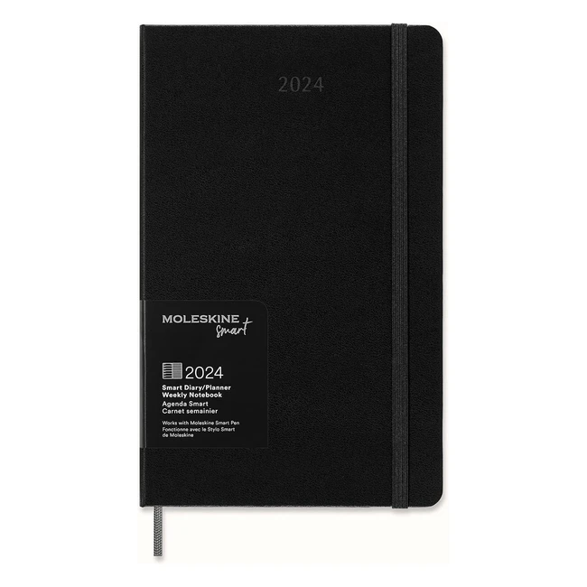 Moleskine Weekly Smart Planner 12 Months 2024 - Black - Syncs with Smart Pen  A