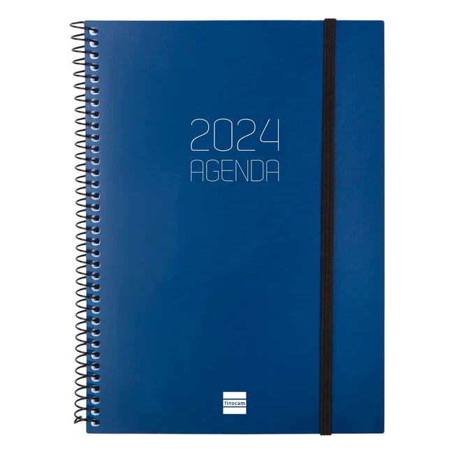 Agenda Finocam 2024 Espiral Opaque Semana Vista Horizontal Enero a Diciembre Azul