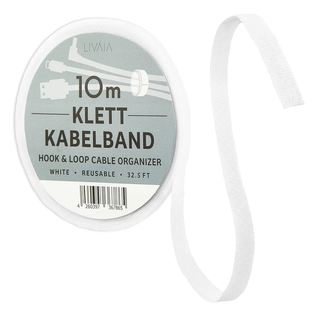 Velcro Kabelbinder wiederverschließbar 10 m weiß für einfache Kabelorganisation