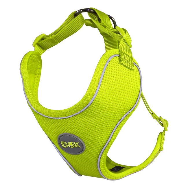 Harnais Veste Chien DDOXX Air Mesh Réfléchissante Rembourré Jaune - Tailles pour Petit Moyen Gros - Résistant aux intempéries - Accessoires inclus