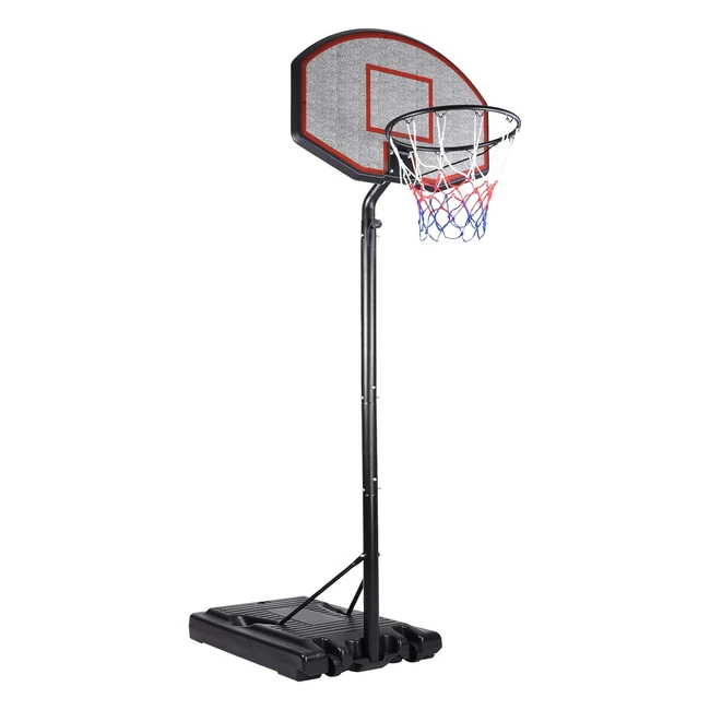 Deuba Mobiler Basketballkorb mit Rollen verstellbare Korbhöhe 257-305cm Schwarz