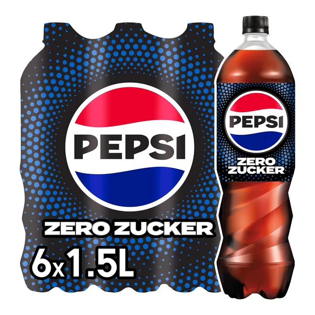 Pepsi Zero Sugar - Zuckerfreies Softdrink von Pepsi - Koffeinhaltige Cola in der Flasche - 6 x 1,5 l - Design variiert