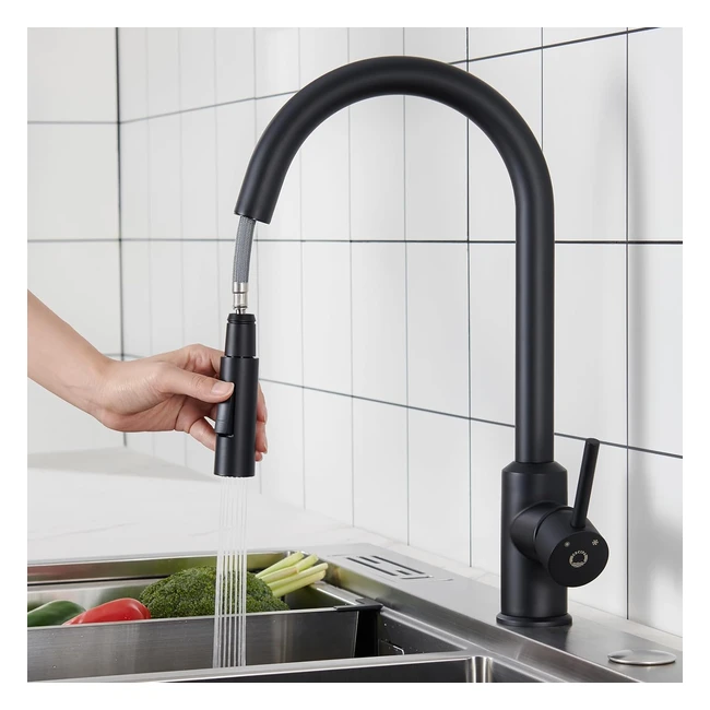 Mitigeur Cuisine CECIPA Robinet Douchette Extensible Noir - 2 Modes Pulvérisation