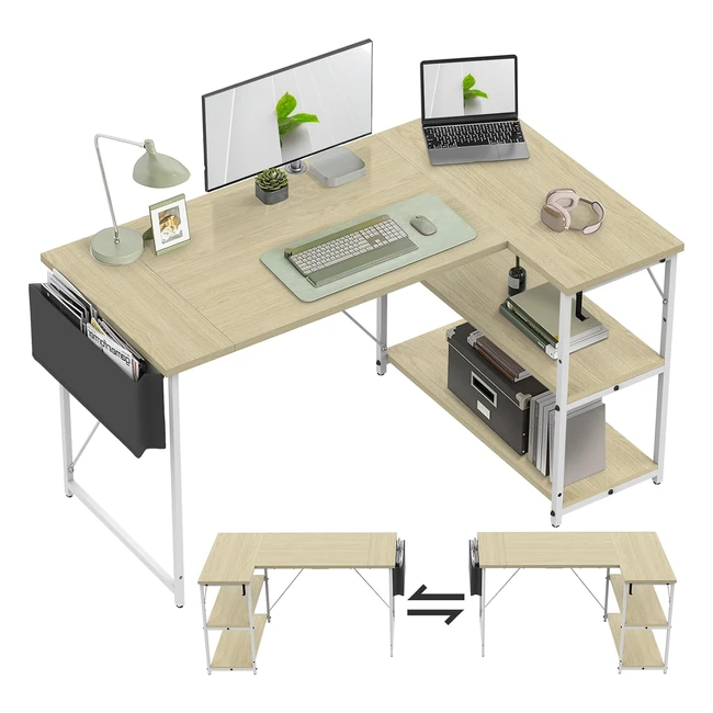 Escritorio Reversible en L con Estantes 140cm Roble - Triumphkey
