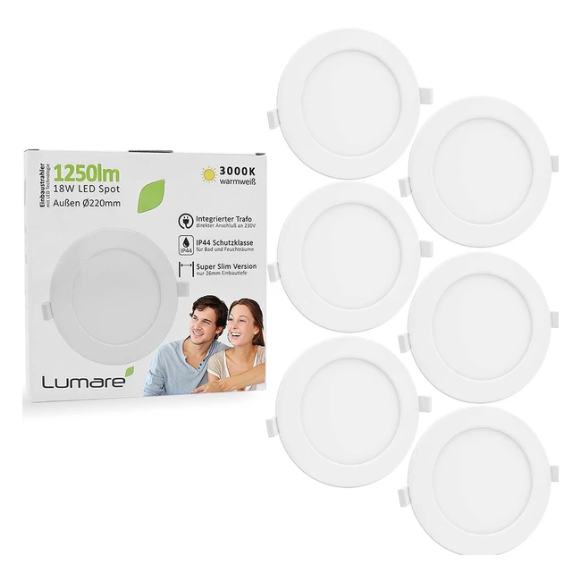 Spot LED encastrer 18W extra plat - Lumare - IP44 - Blanc chaud 3000K