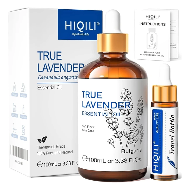 Hiqili Lavender Essential Oils 100ml - Premium 100% Pure for Sleep & Relaxation