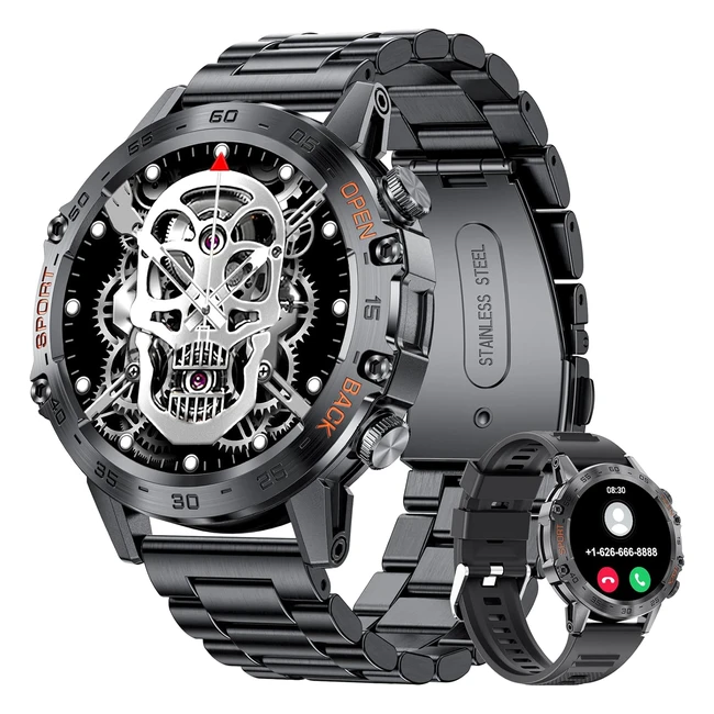 Montre Connectée Homme Lige 139 HD Bluetooth 100 Modes Sportifs Podomètre Fréquence Cardiaque Sommeil SpO2 400mAh Étanche Smartwatch Noir