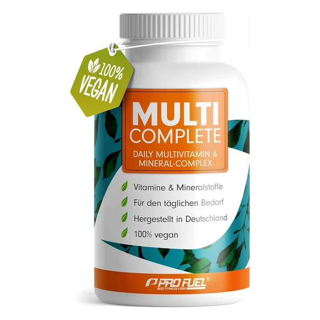 Vegane Vitamine & Mineralien 180 Kapseln - Multi Complete Multivitamin & Mineral Komplex - Vitamin A B2 B12 D3 K2 Folsäure Calcium Magnesium Zink Eisen Selen Jod - 2 Monate