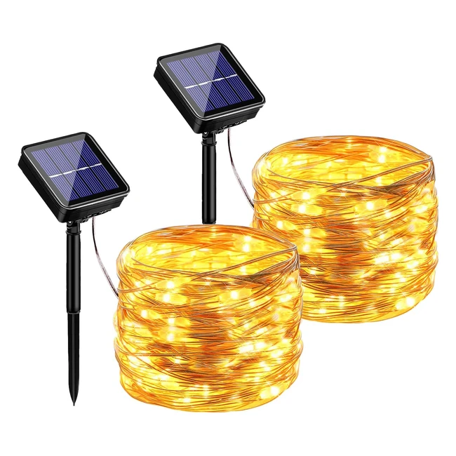 Luces Solares LED Exterior Jardín 17m 150LED Guirnaldas Solares 8 Modos