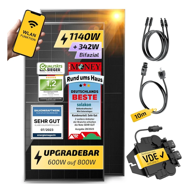 Solakon 1140W Balkonkraftwerk 800W Upgradebarer Wechselrichter