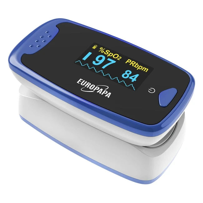 Europapa Pulsioxímetro de Dedo Spo2 Monitor Frecuencia Cardíaca OLED Azul