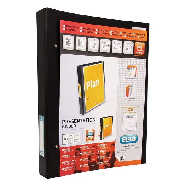 Raccoglitore ad Anelli Elba Vision A3 Verticale Clear - Capacit 30mm