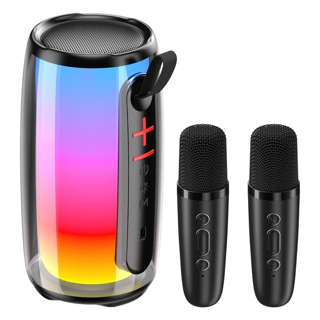 Karaoke Professionale Completo con 2 Microfoni - Eliminazione del Suono Originale - Speaker 20W - 11 Modalità RGB - Supporto Bluetooth/USB - MAIEKLU