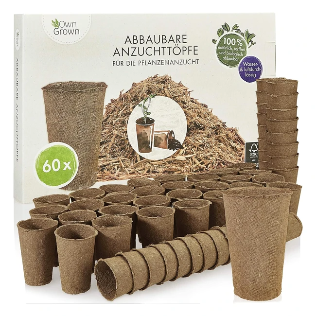 60 Premium Anzuchttpfe aus Holzfasern rund biologisch abbaubare Pflanztpfe f
