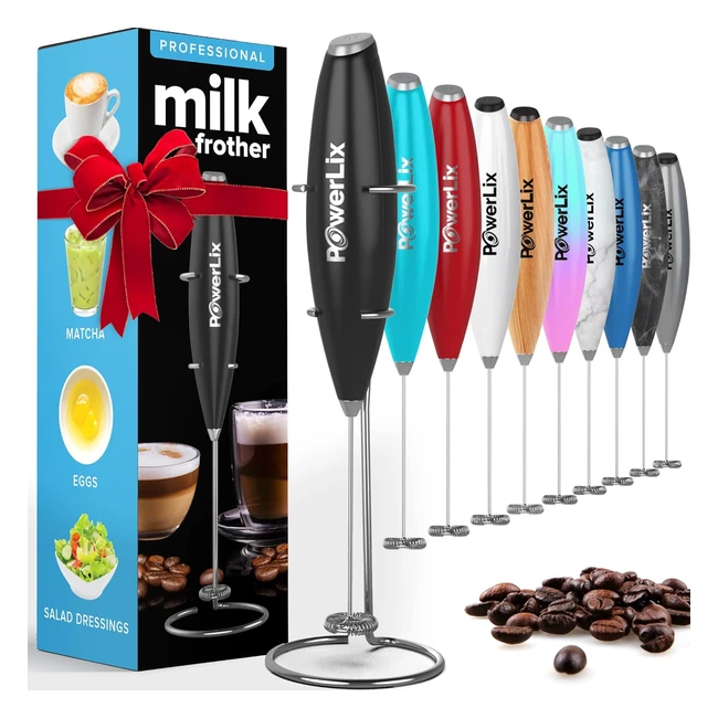PowerLix Milk Frother Handheld Whisk Electric 19000rpm Mini Drink Mixer - Latte 