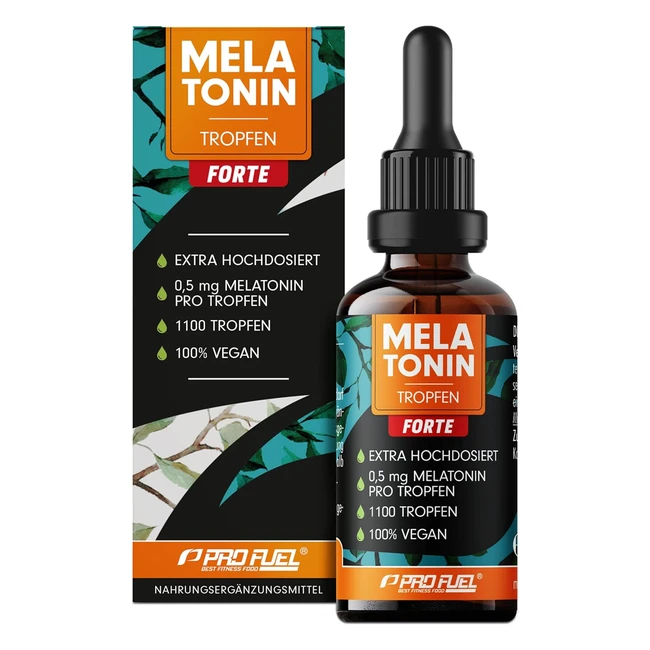 Melatonin Tropfen Forte 30 ml - 1100 Tropfen mit je 0,5 mg Melatonin - Hochdosiert & Effektiv