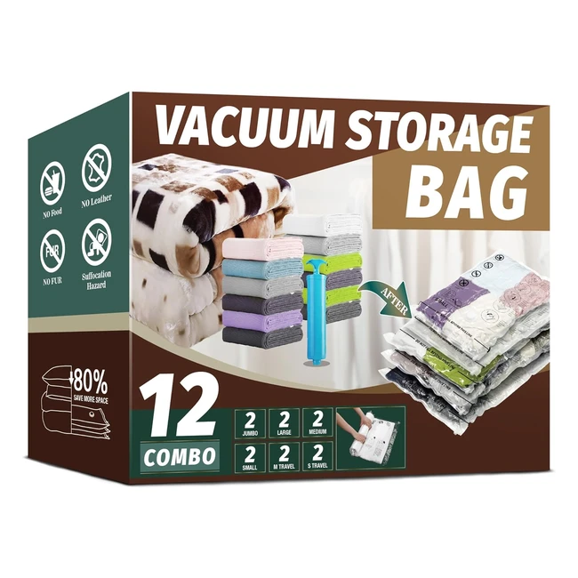 Vacuum Storage Bags - Space Saver Bags - Premium Quality - 6 Jumbo Bags - Double