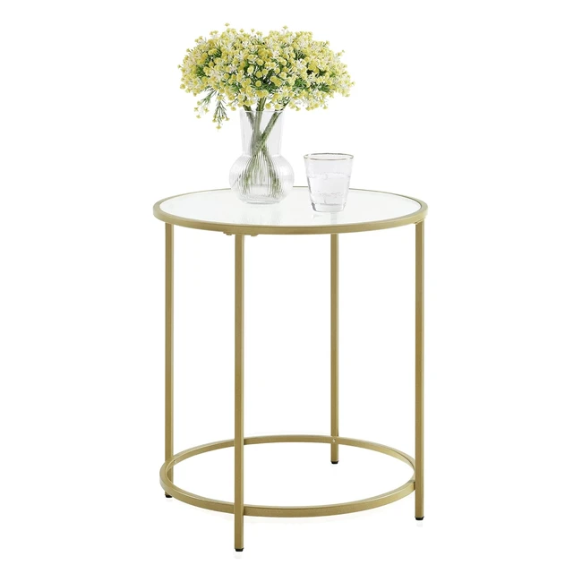 Table d'appoint ronde en verre trempé doré VASAGLE LGT20G - Stabilité et élégance