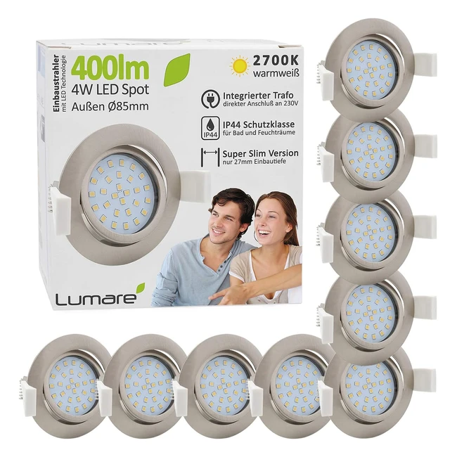 Spot LED encastrable 4W Lumare ultra plat IP44 blanc chaud 2700K