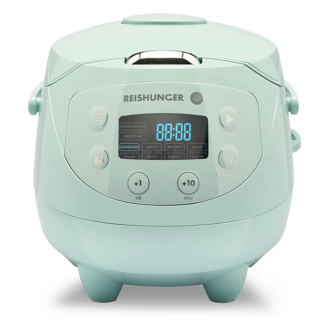 Reishunger Digitaler Reiskocher Klein Mint 06 L - 3 Personen - Premium Topf - Dampfgarer - 8 Programme