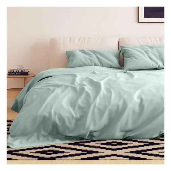 Ensemble de literie en microfibre Emma Essentials - 1 housse de couette 240x220 cm + 2 taies d'oreiller 80x80 cm - Vert clair - OEKO-TEX