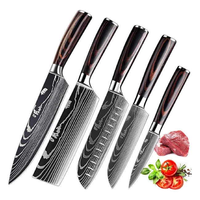 Couteau de Chef Japonais en Acier Inoxydable - mdhand 5pcs