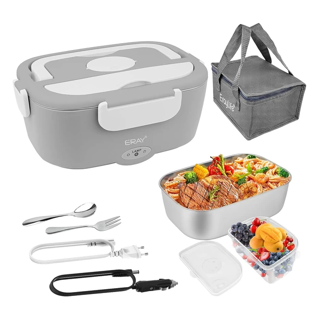 Eraylife Gamelle Chauffante 75W Lunch Box Electrique 12V 24V 220V 304 Acier Inox