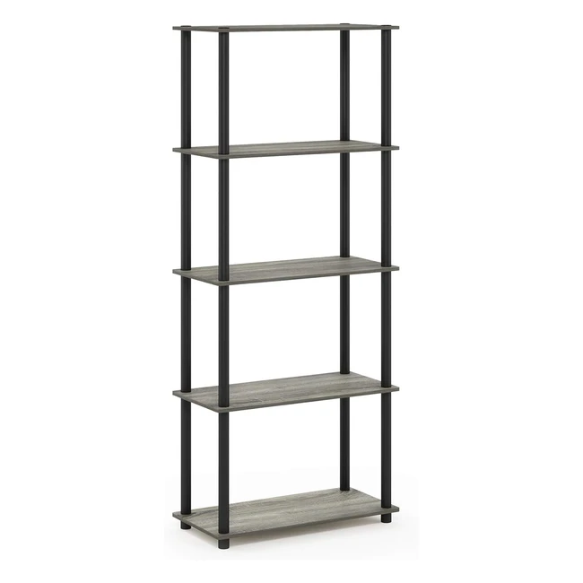 Furinno Toolless Shelves French Oak Grey/Black - Stylish Design, Durable Materials - #StorageSolution