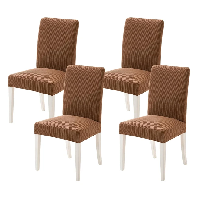 Housse de Chaise Velours Extensible Miulee Beige Clair - 4 Pièces