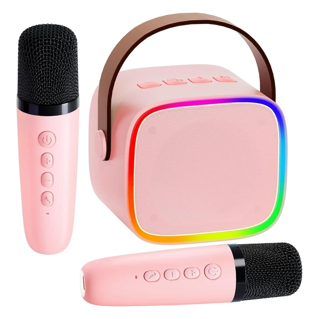 BONAOK Microfono Karaoke Bluetooth - Macchina 2 Microfono Karaoke Portatile Rosa