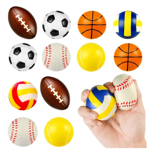 Pelota Antiestrés 12pz | Bolas de Espuma | Juguetes Antiestrés | Adultos y Niños | Ainiv